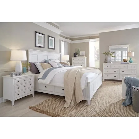 King Storage Bed, Dresser, Mirror, & Nightstand