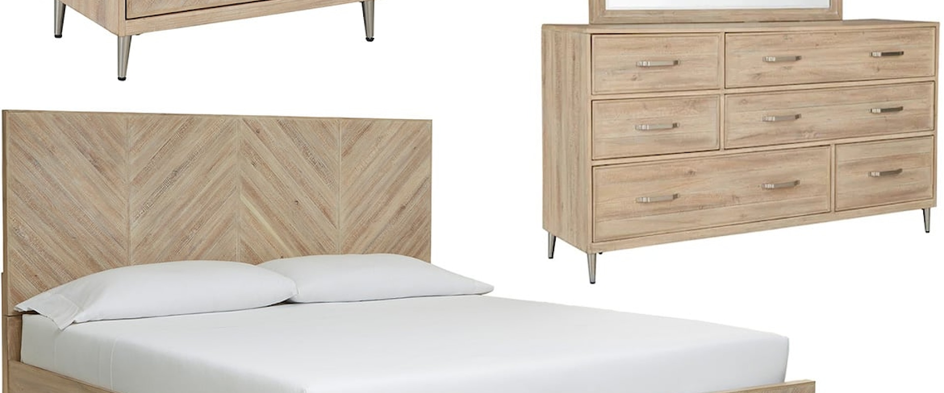 Queen Panel Bed, Dresser, Mirror, & Nightstand