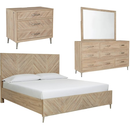 Queen Bed, Dresser, Mirror, & Nightstand