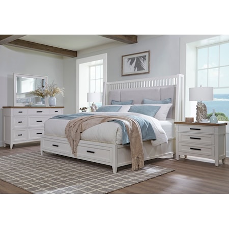 Queen Strg Bed, Nightstand, Dresser & Mirror