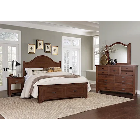 Queen Arch Storage Bed, 9 Drawer Dresser, Master Arch Mirror, 2 Drawer Nightstand