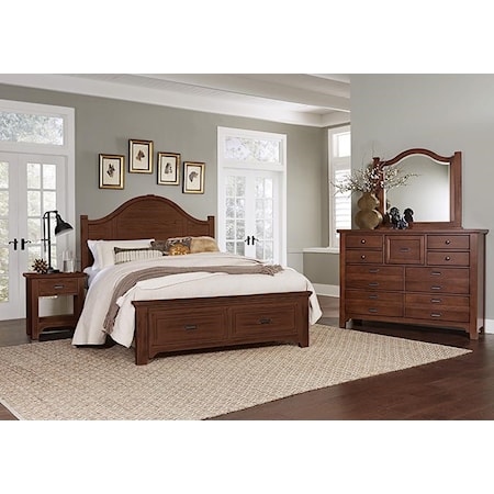 King Storage Bed, Dresser, Mirror, Nighstan