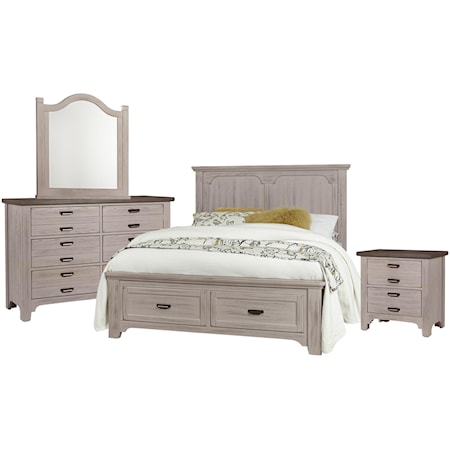 Queen Panel Storage Bed, Dresser, Mirror, Ni