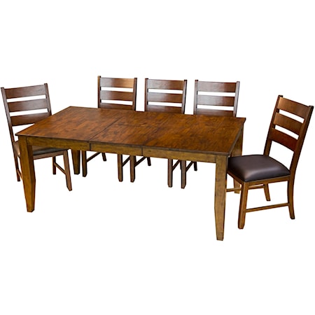 Table with 6 Slatback Upholstered Side Chair