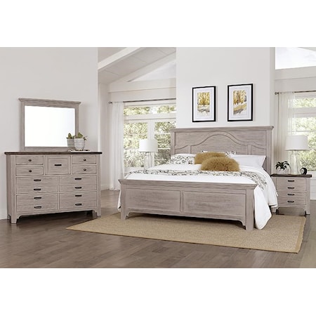 King Mantel Bed, Dresser, Mirror, Nightstand