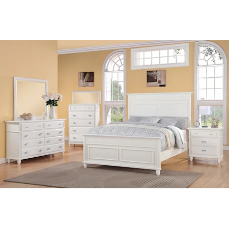 Queen Bed, Dresser, Mirror, & Nightstand