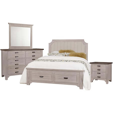 King Bed, Dresser, Mirror, Nightstand