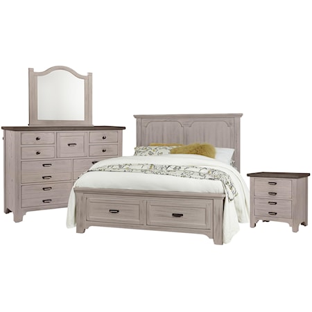 King Panel Bed, Dresser, Mirror, Nig
