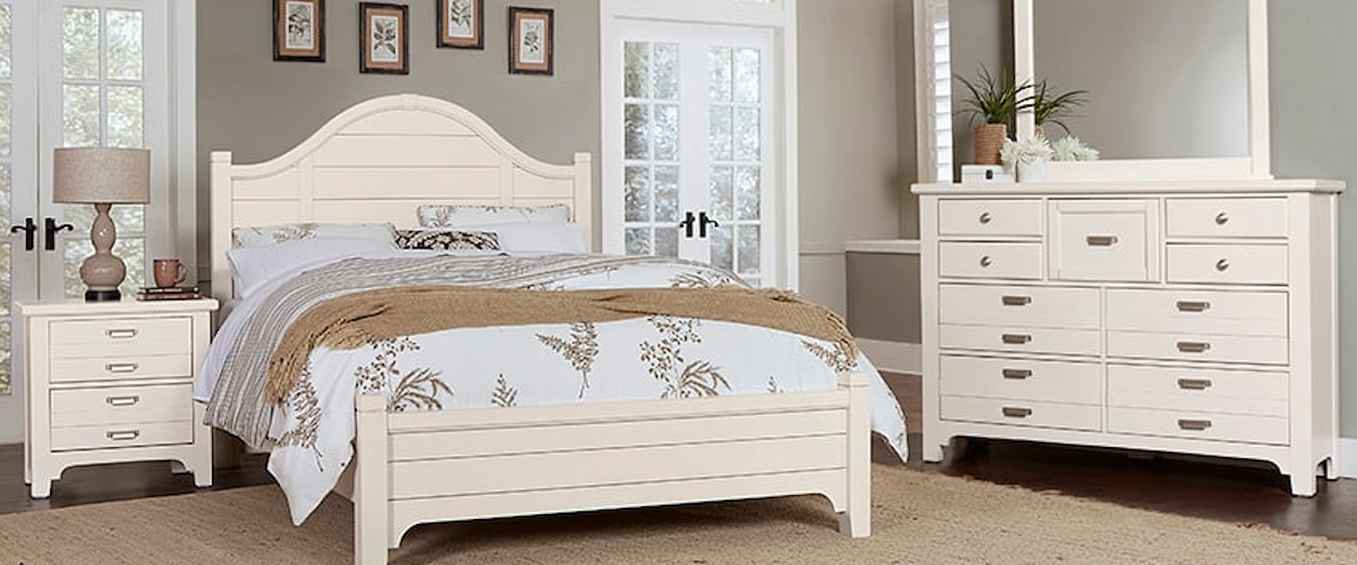 Queen Arch Bed, Dresser, Mirror, & Nightstand