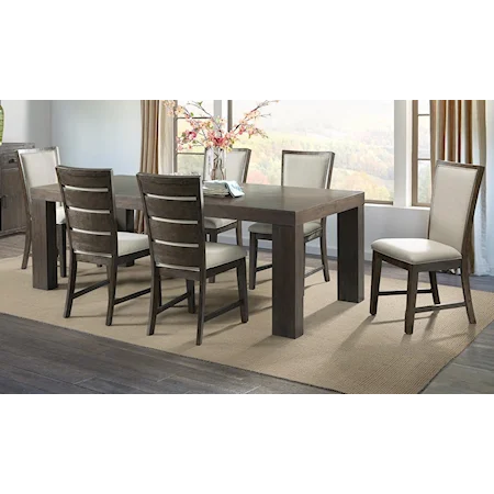Dining Table, 4 Slat Chairs, 2 Upholstered Chairs