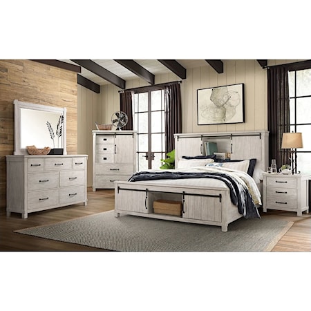 Queen Stg Bed, Dresser, Mirror, & Nightstand