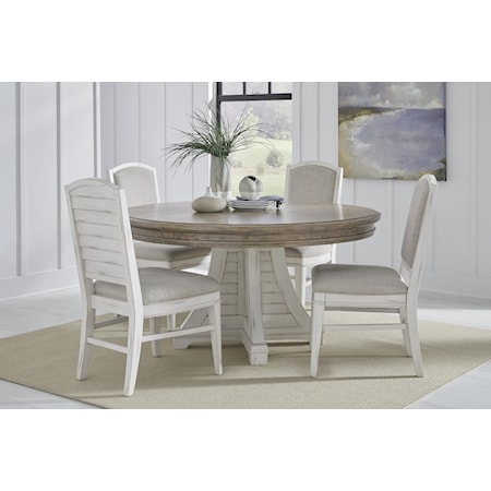 Round Table & 4 Upholstered Chairs