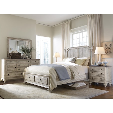 Queen Stg Bed, Dresser, Mirror, & Nightstand