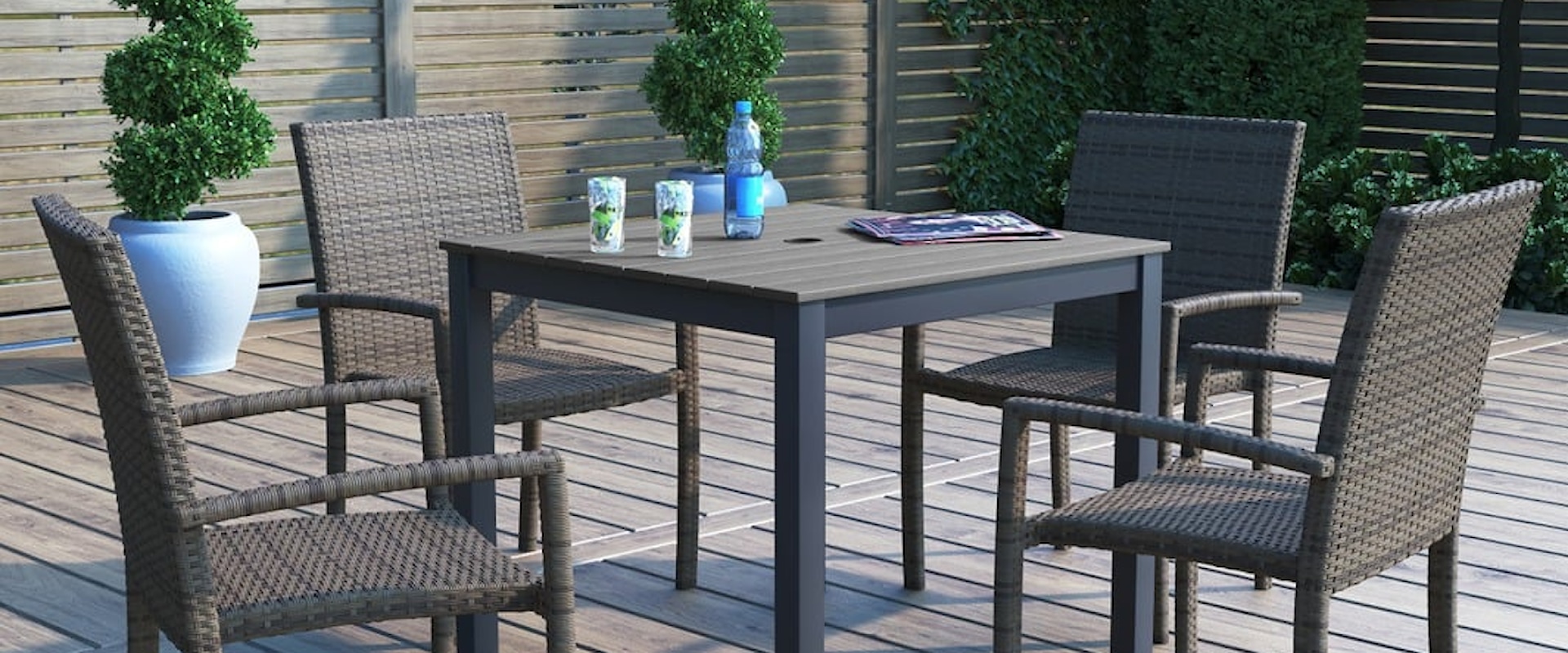 33" Square Outdoor Counter Table with 2 Chairs