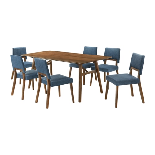 Mid-Century Modern 7-Piece Wood Dining Table Set