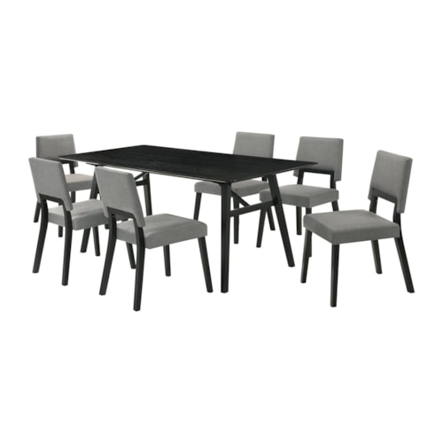Mid-Century Modern 7-Piece Wood Dining Table Set