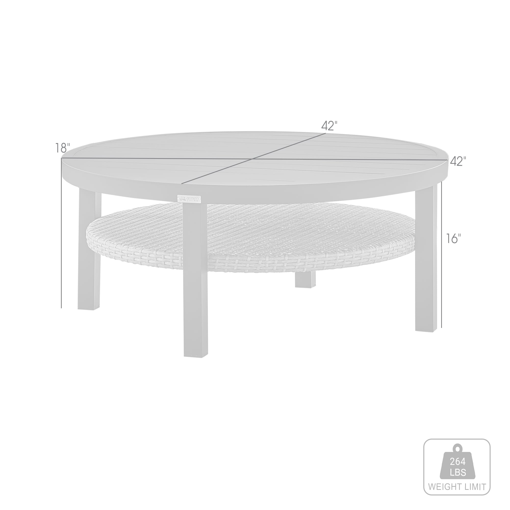 Armen Living Palma Round Outdoor Coffee Table