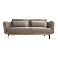 Contemporary 77" Velvet Sofa with Antique Brass Metal Legs