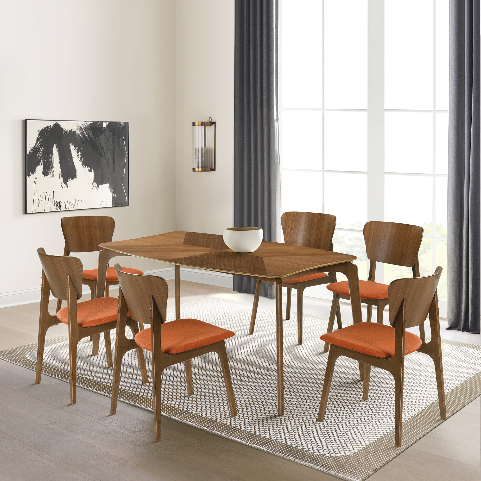 Armen Living Kalia 7-pc. Wood Dining Set w/Upholstered Chairs