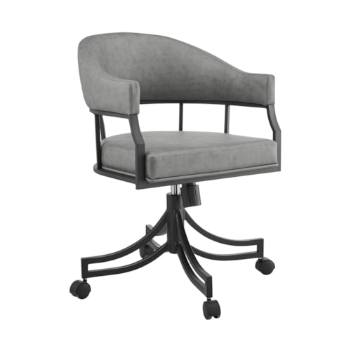 Contemporary Upholstered Swivel Dining Chair with Casters