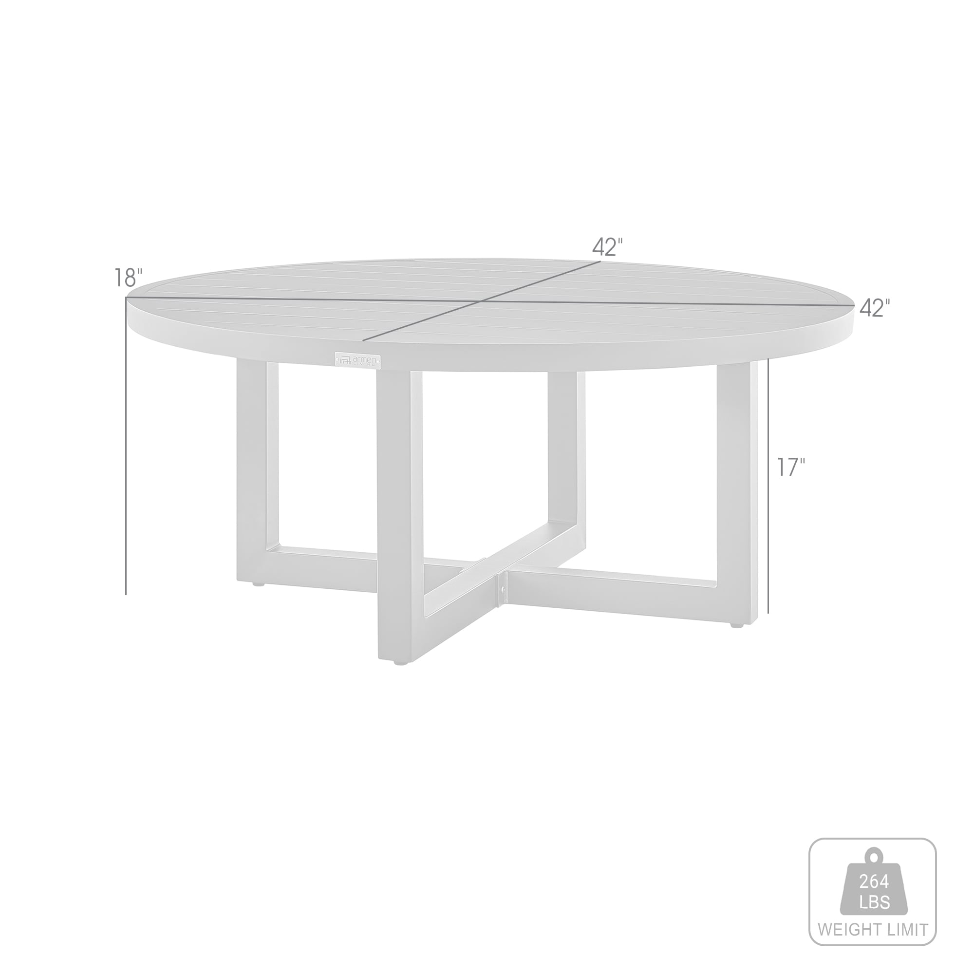 Armen Living Menorca 42" Round Outdoor Coffee Table