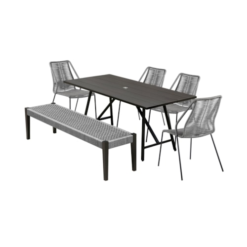 Contemporary 6-Piece Outdoor Dining Set with Rope Detailed Seating
