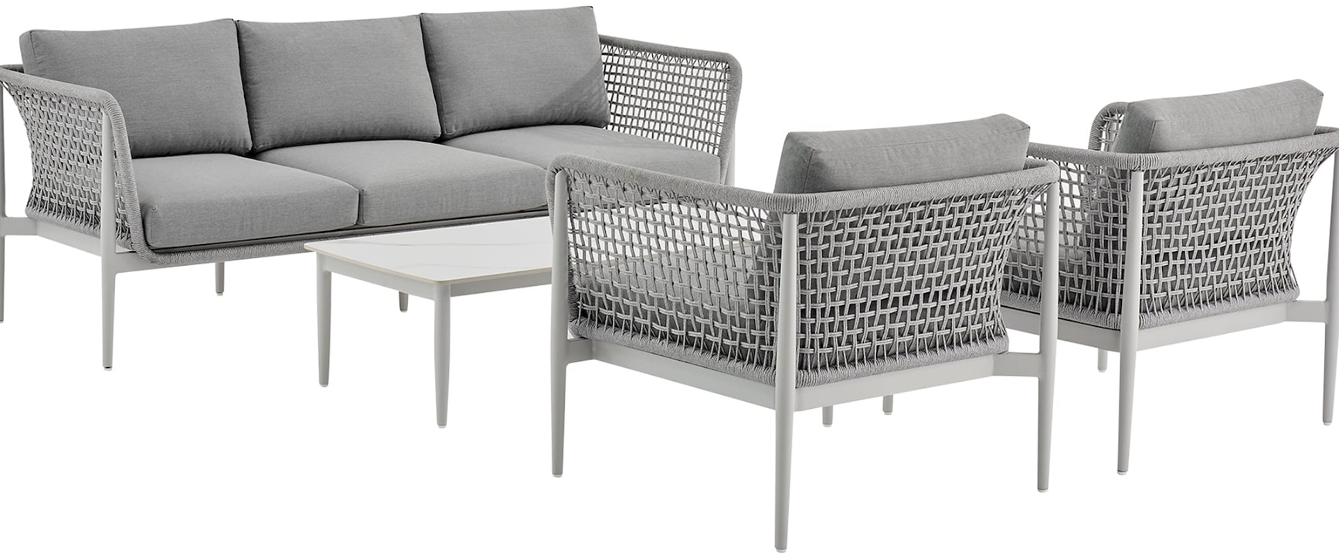 Contemporary Outdoor Conversation Set with Woven Arms
