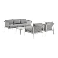 Contemporary Outdoor Conversation Set with Woven Arms