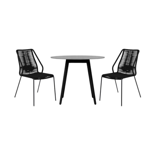 Contemporary 3-Piece Outdoor Dining Set with Rope Details