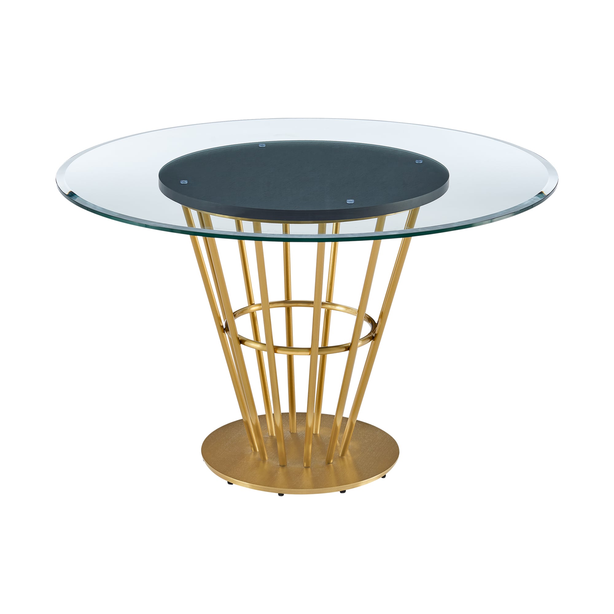Armen Living Veronica 48" Round Glass-Top Dining Table