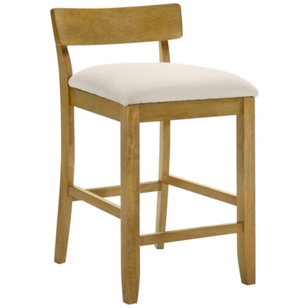 Upholstered Low-Back Fixed Counter Stool