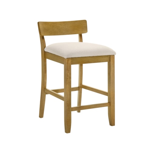 Modern Upholstered Low-Back Fixed Counter Stool with Footrest