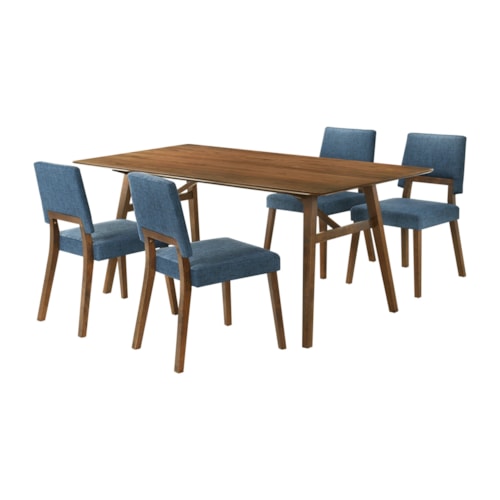 Mid-Century Modern 5-Piece Wood Dining Table Set