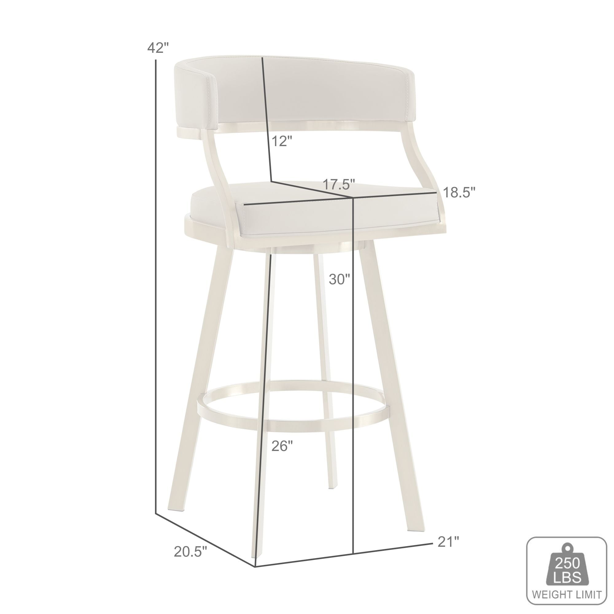 Armen Living Saturn Gold Stainless Steel Swivel Barstool