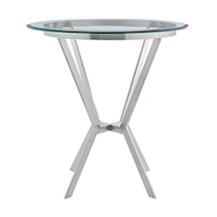 Naomi Round Glass and Brushed Stainless Steel Bar Table