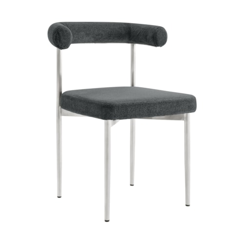 Modern Open-Back Upholstered Dining Chair with Metal Legs