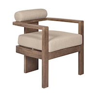 Contemporary Outdoor Dining Chair in Weathered Eucalyptus Wood