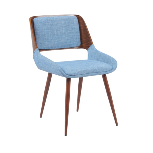 Mid-Century Side Chair in Walnut Finish with Upholstered Seat