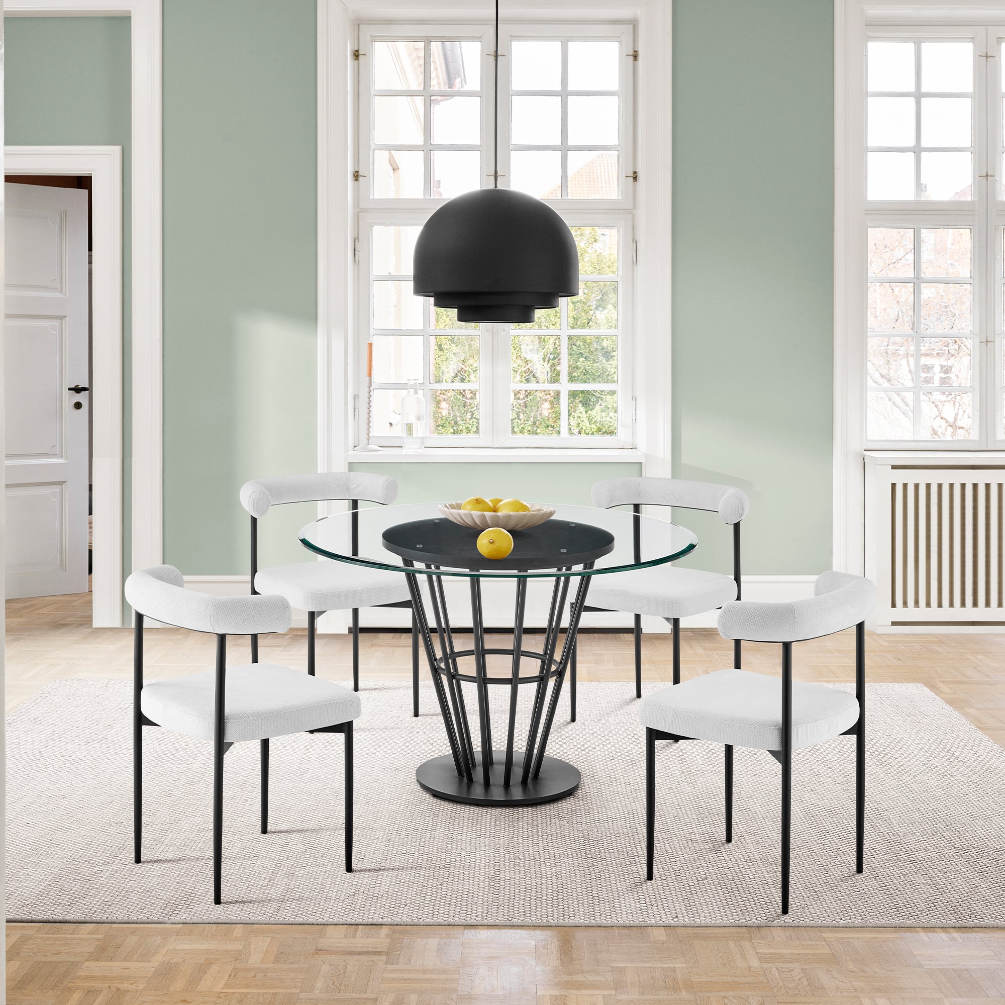 Armen Living Veronica / Shannon 5-Piece Round Dining Table Set