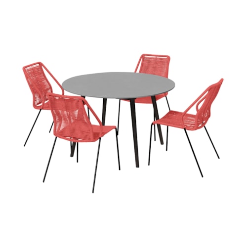 Contemporary 5-Piece Outdoor Dining Set with Rope Details