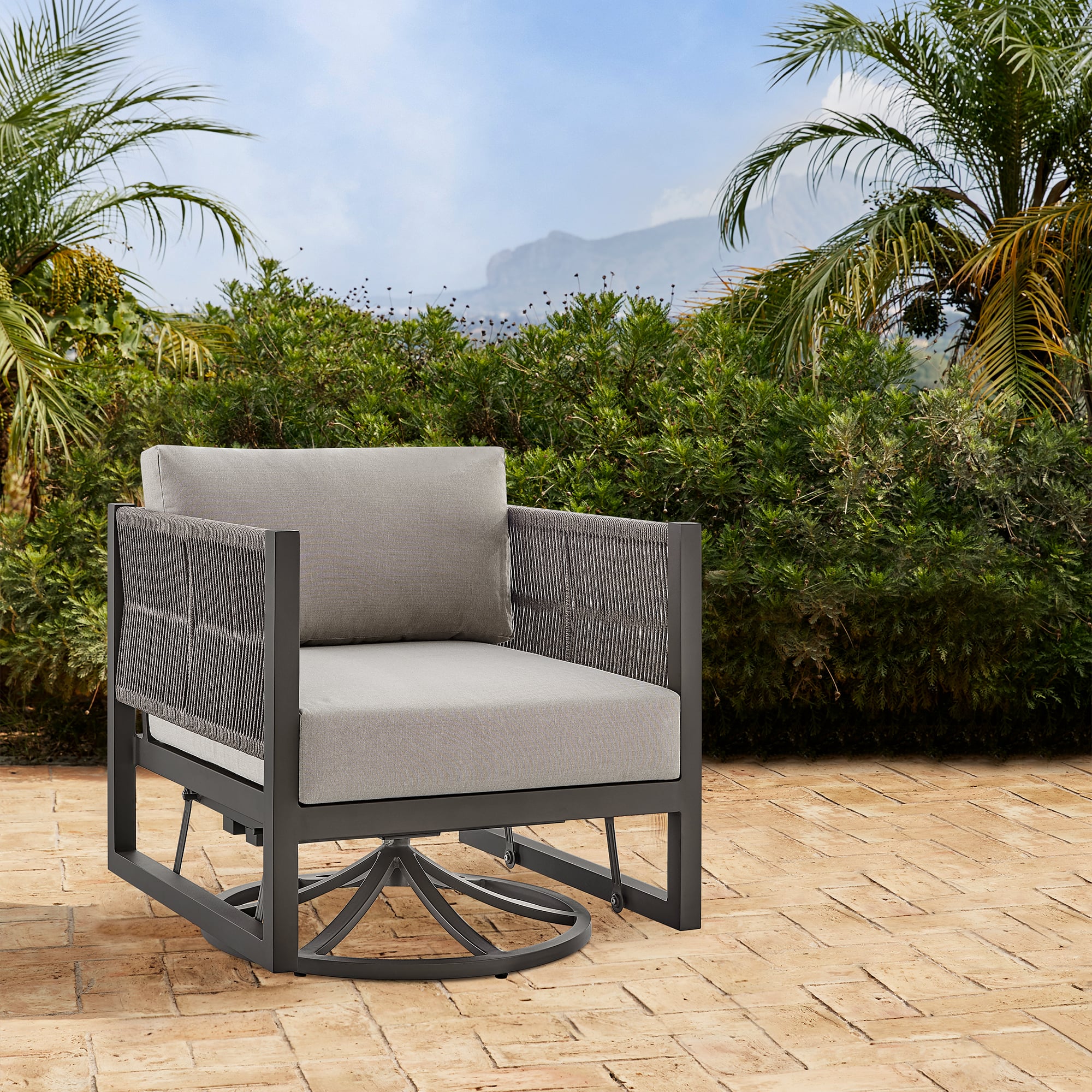Armen Living Mareike Outdoor Swivel Chair