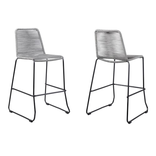 Contemporary Outdoor Stackable Barstool - Set of Two