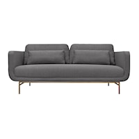 Contemporary 77" Sofa with Antique Brass Metal Legs