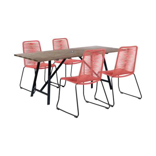 Contemporary 5-Piece Outdoor Dining Set with Rope Details