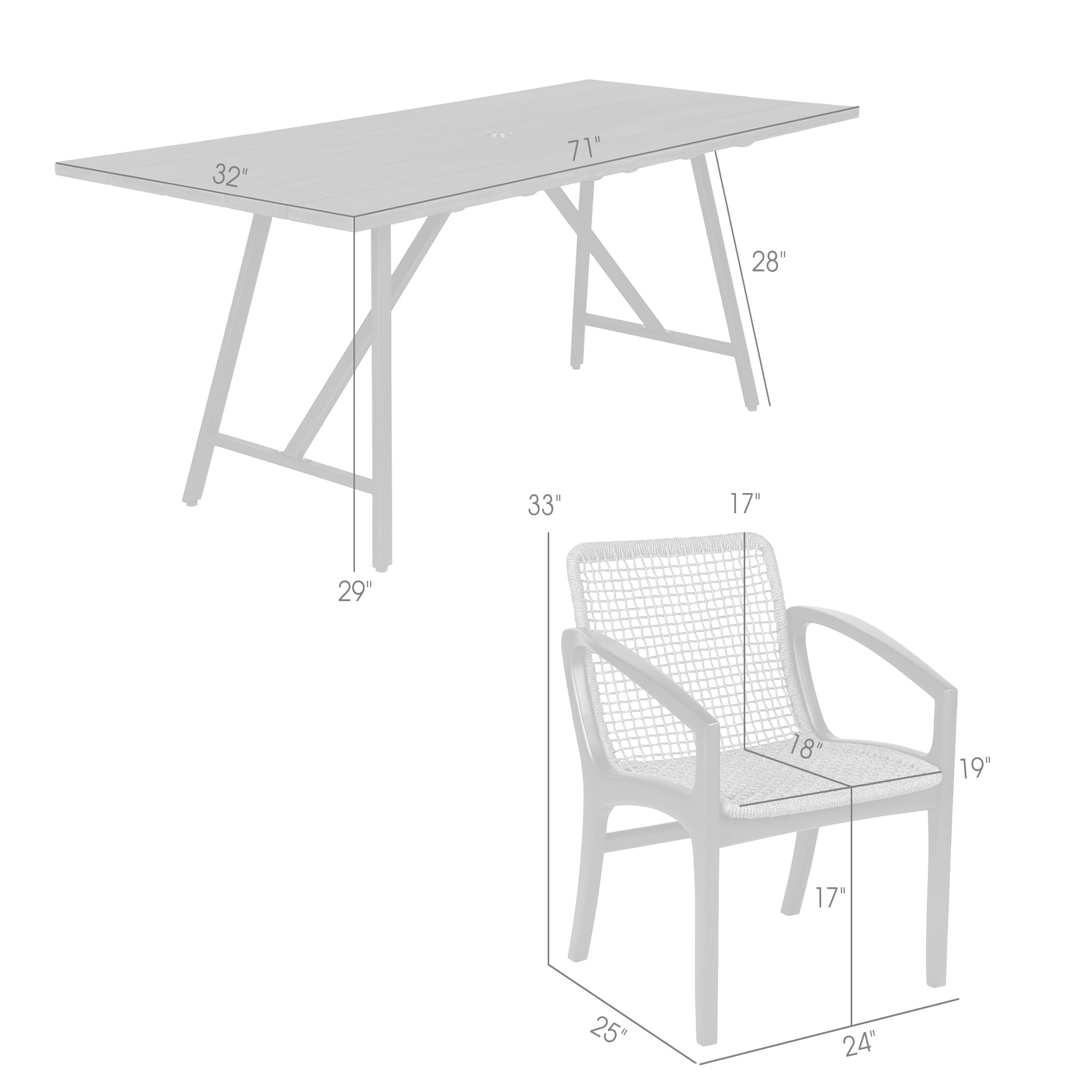 Armen Living Beckham / Frinton Outdoor Dining Set