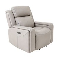 Casual Leather Power Recliner with Power Headrest & Lumbar