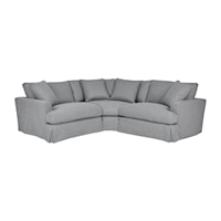 Contemporary 3-Piece Skirted Sectional Sofa with 5 Toss Pillows
