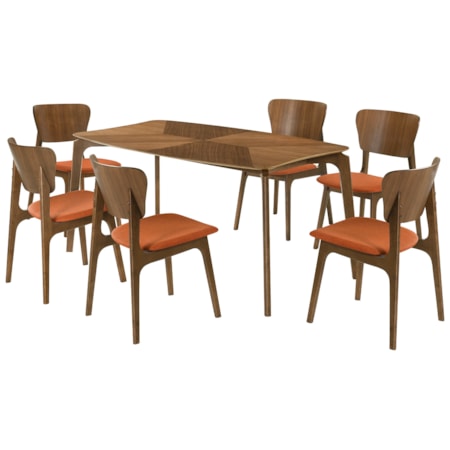 7-pc. Wood Dining Set w/Upholstered Chairs
