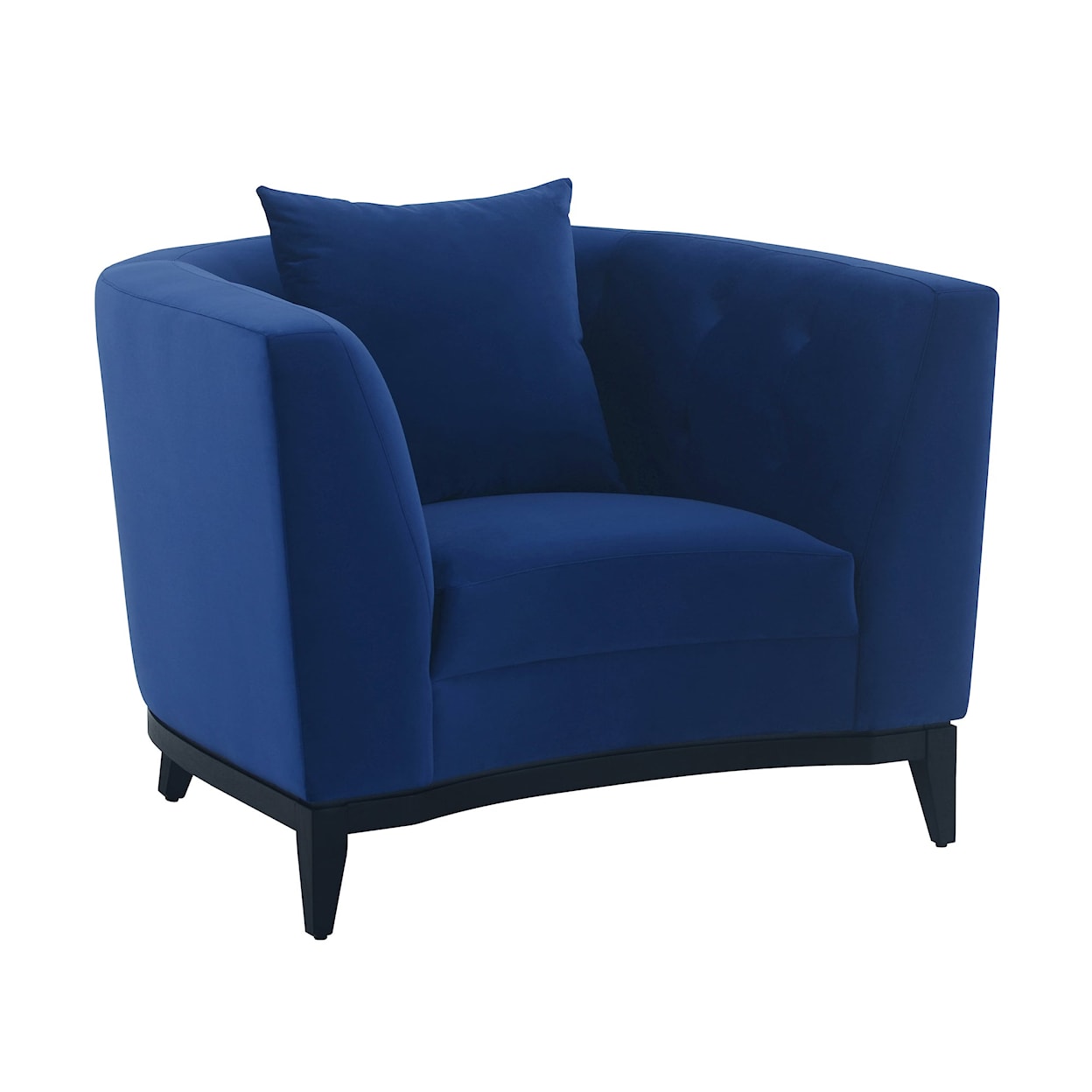 Armen Living Melange Blue Velvet Accent Chair Black Wood Base
