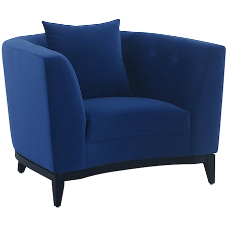 Blue Velvet Accent Chair Black Wood Base